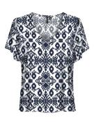 Blouse col V imprimé, manches courtes,