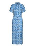 Robe longue imprimée, col montant