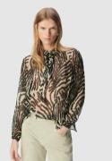 Blouse manches longues imprimé zèbre, col à nouer