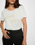 T-shirt droit inscription blanc femme