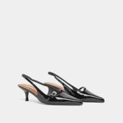 Escarpins slingback en cuir vernis Damoiselle
